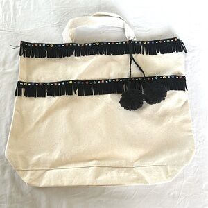 Handmade canvas BoHo large travel tote